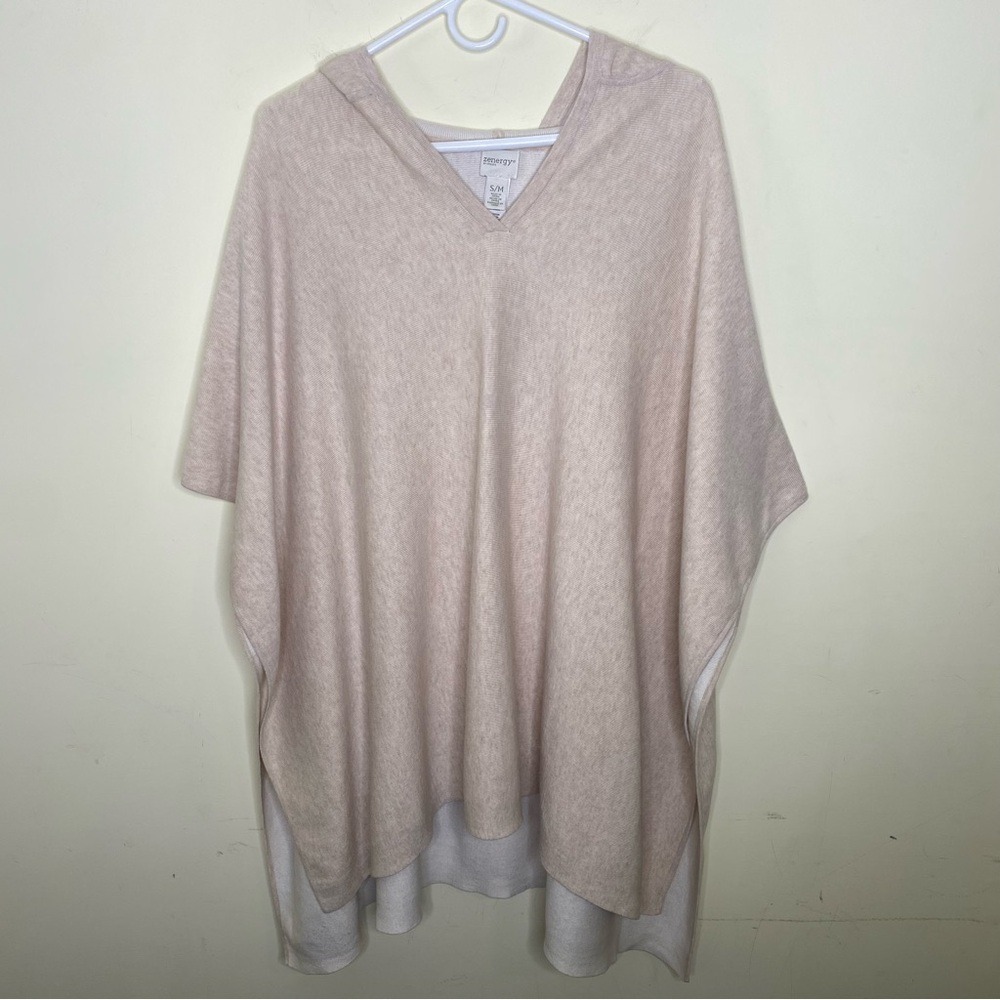 Zynergy by Chico's S/M Cotton, Nylon, Cashmere, and Spandex Blend Hooded Poncho